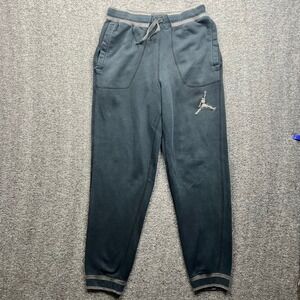 Jordan Sweatpants Mens Medium Gray Fleece Jumpman Logo Joggers Drawstring